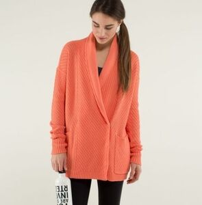 Lululemon Post Practice Snap Front Plum Peach Knit Cardigan Gorp